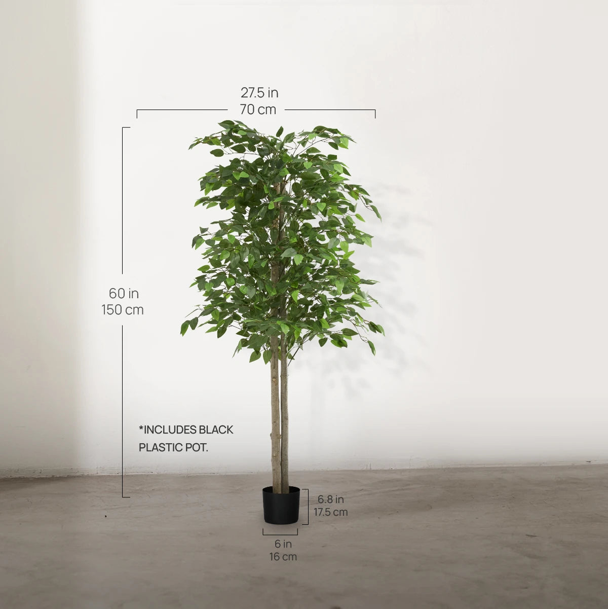 Artificial Ficus Tree 5FT Measurements