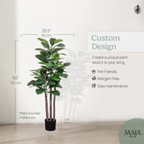5' Artificial Rubber Tree Measures