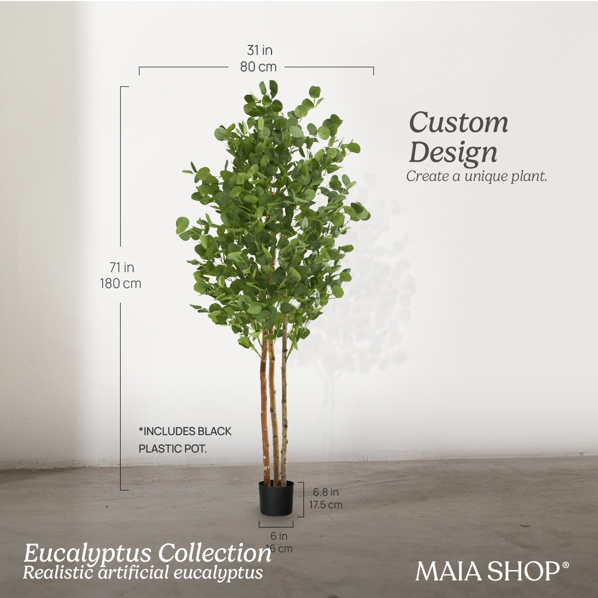 6' Artificial Eucaliptus Measures