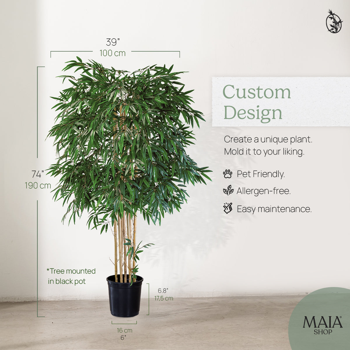 Artificial Bamboo Tree 6.5FT Measurements 