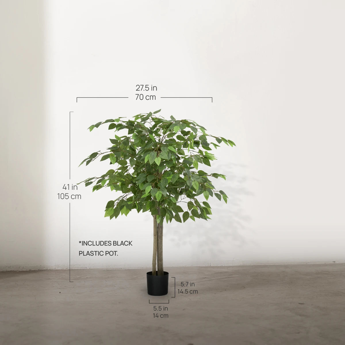 Artificial Ficus Tree 3.5FT Measurements 